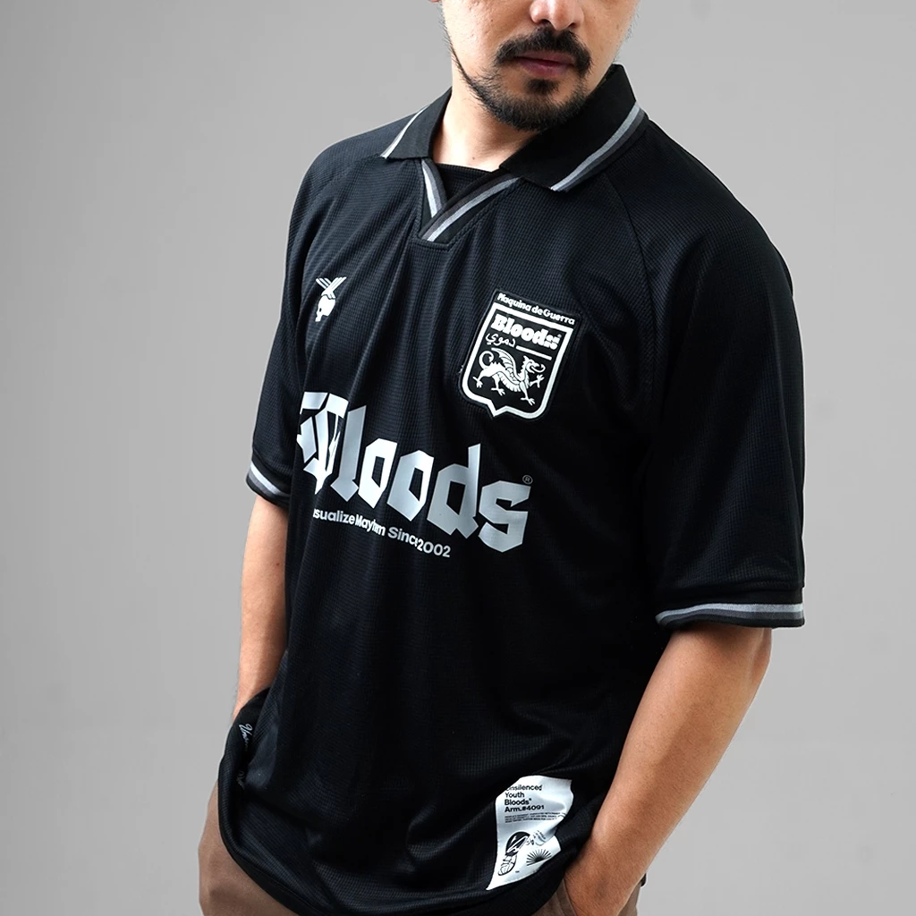 Kaos Jersey Pria Oversize Hitam Premium Drop Needle Streetwear foto 8