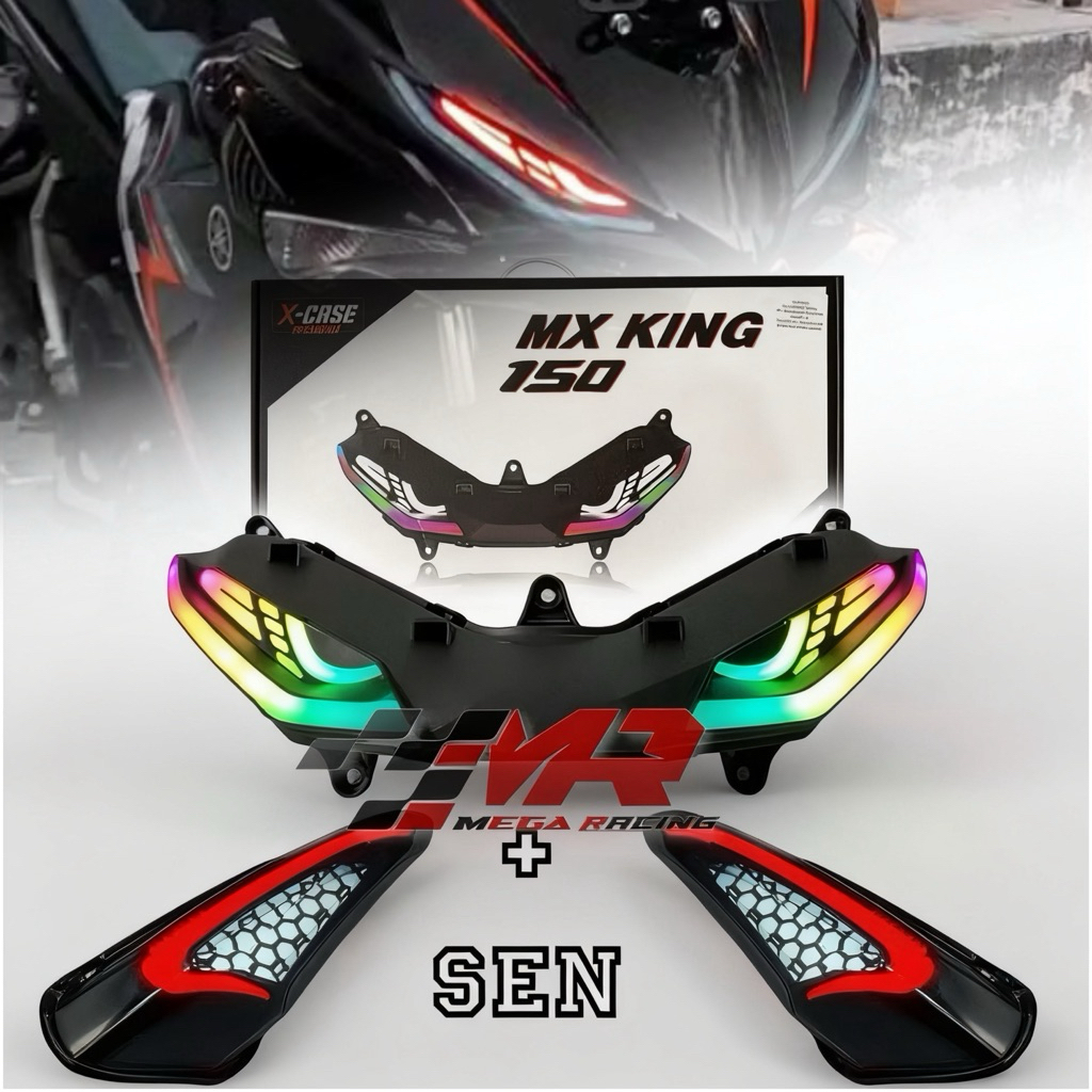 Jual Mx King 150 Sen + Cover List Model Mata Gaban RGB Multicolor Lampu ...