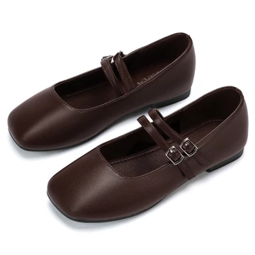 IKUNKA Sepatu Mary Jane Wanita Flatshoes Korean Style Santai Kerja Slip On Ballerina Casual