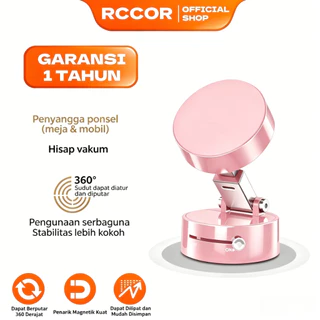RCCOR Holder HP Magnetik Vakum Mobil, Phone Stand Vacuum Suction, Putar 360 Derajat, Bisa Lipat, Tidak Meninggalkan Lem Sisa di Dashboard Mobil