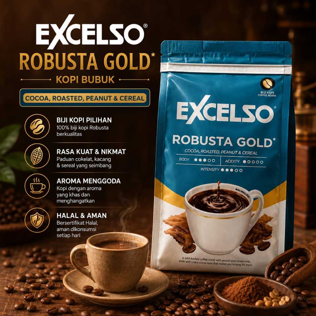 Jual Kopi Excelso Robusta Gold 200gr - Bubuk Dan biji | Shopee Indonesia