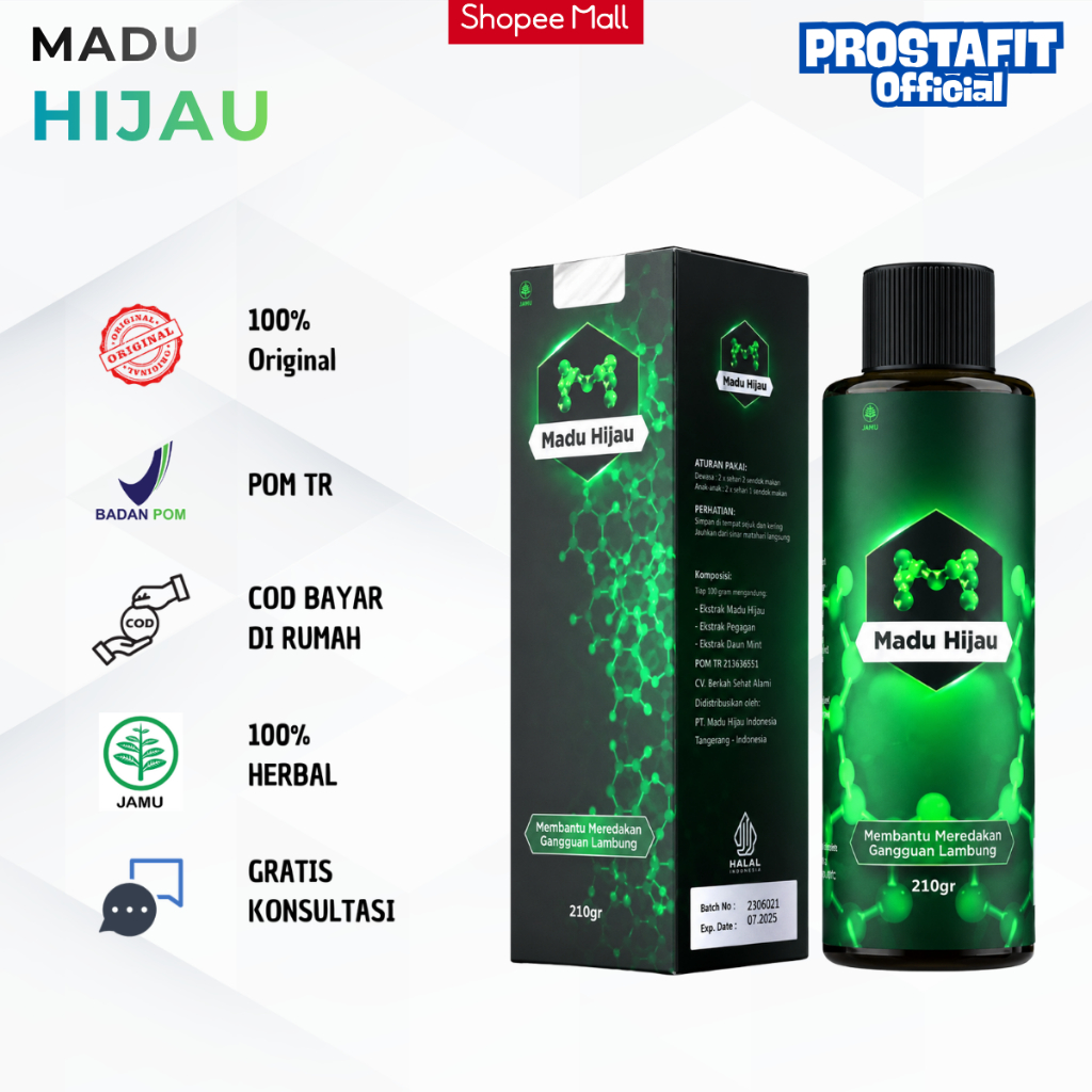 Madu Hijau Herbal Lambung Original Untuk Maag Kronis GERD Asam Lambung Naik dan Perut Begah