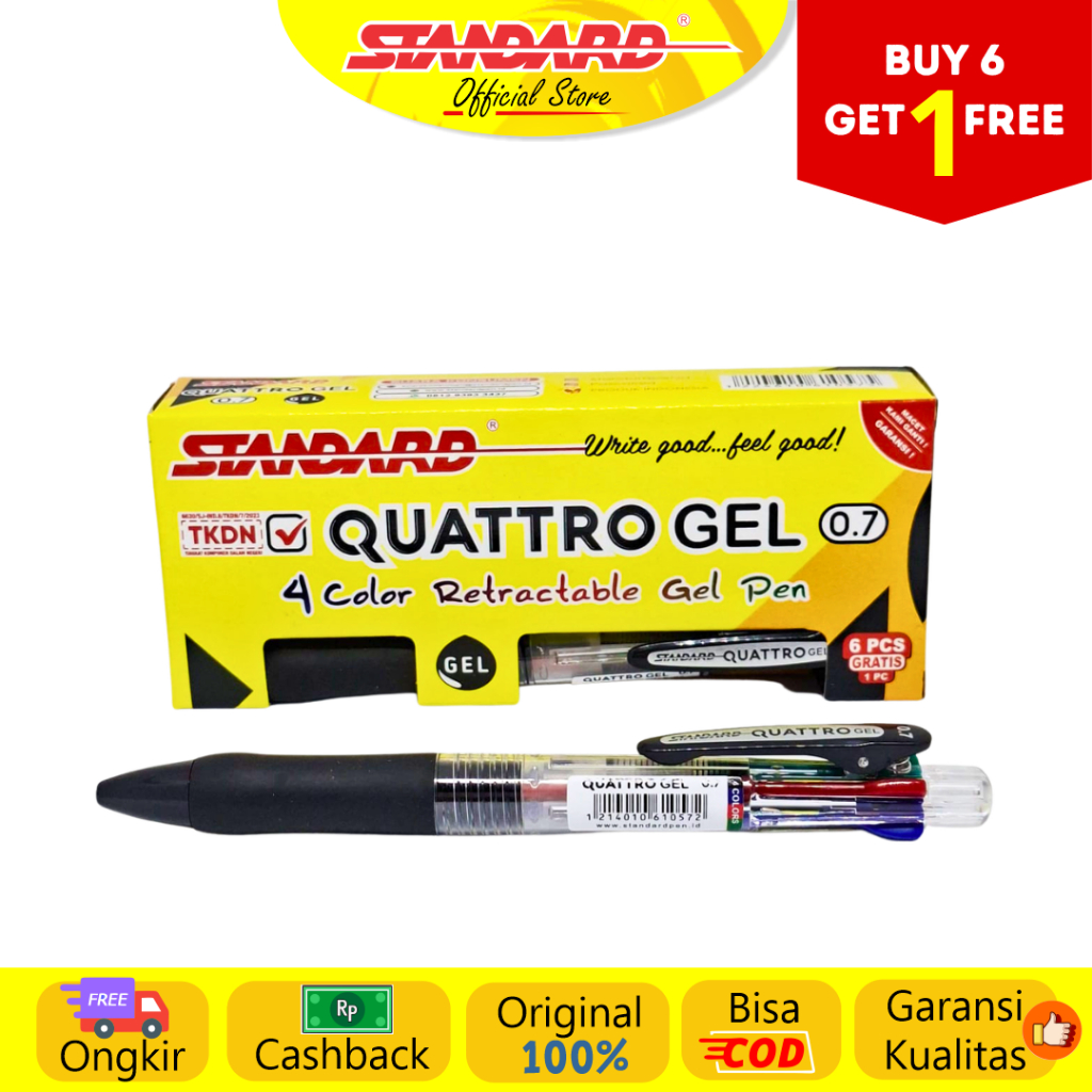 Standard - Pulpen Quattro 0.5 / 0.7 Gel  4 IN 1 ( Alat Tulis / Pen / Ballpoint / Pena ) (2)