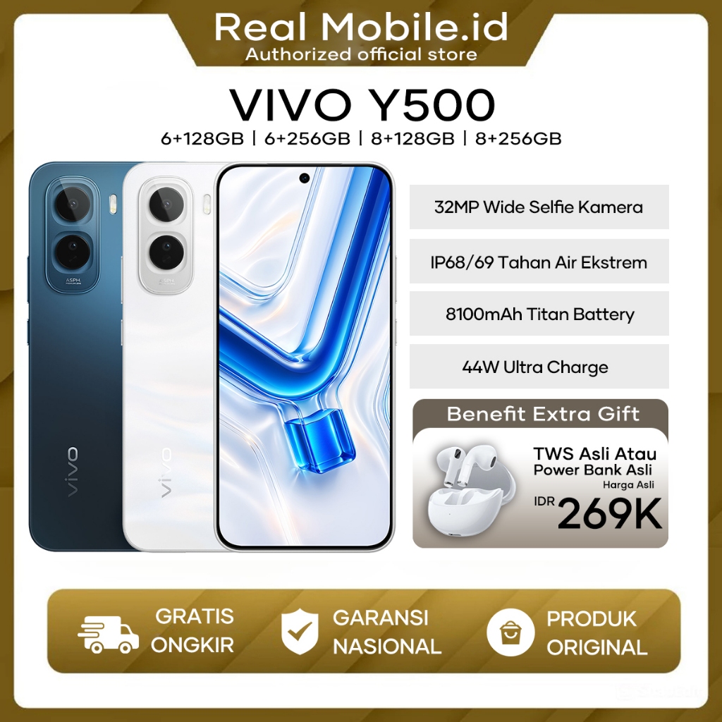 [Official Store] VIVO Y500 8/256 8/128 6+256 IP68/69 Tahan Air Ekstrem 8100mAh 44W Garansi Resmi