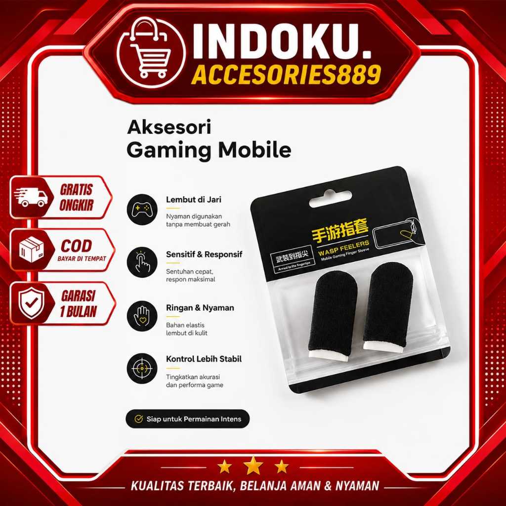Sarung tangan jempol jari game gaming 1 set 2 tebal import full colour