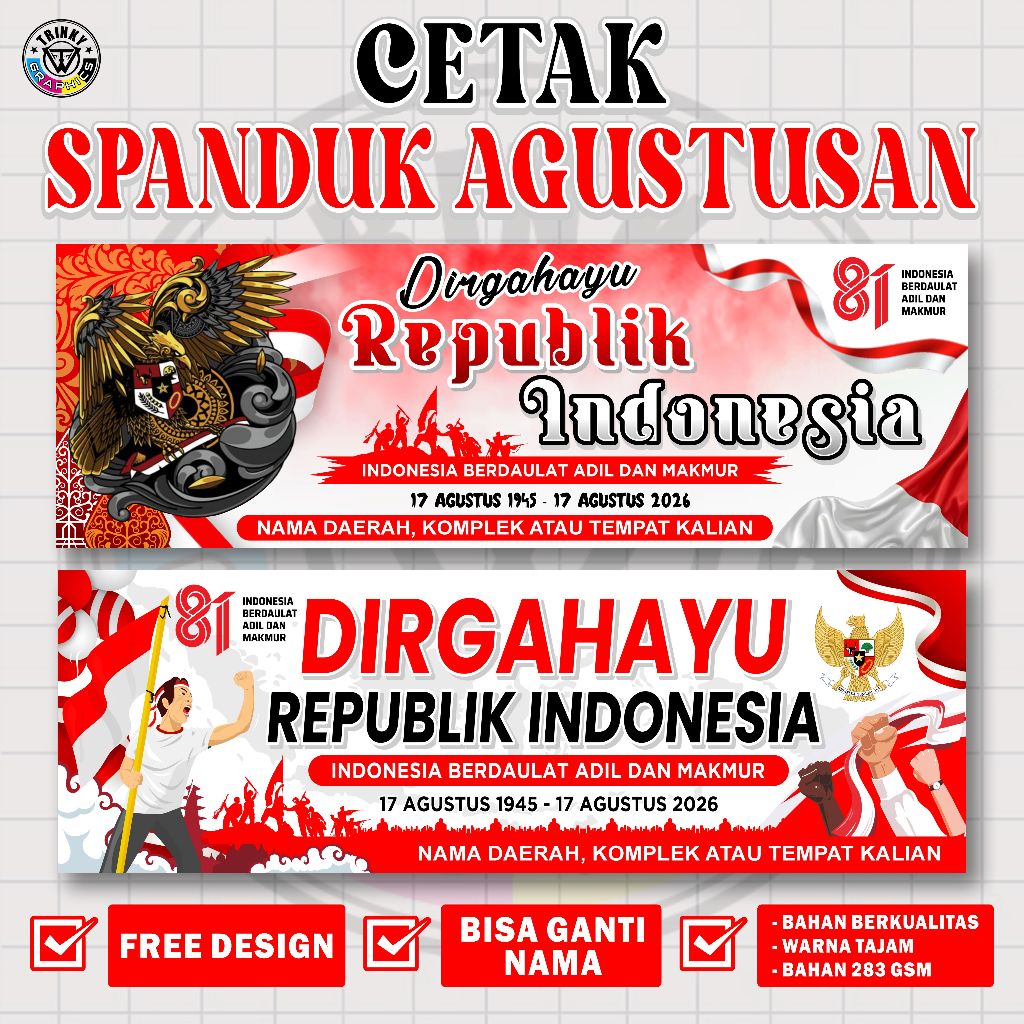 Cetak Spanduk Banner HUT RI ke - 81 | 17 Agustus | Banner 17 Agustusan