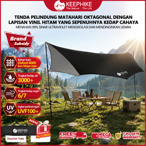KEEPHIKE Tenda kanopi vinil ||Peralatan berkemah portabel outdoor, piknik, pelindung matahari 8 sisi