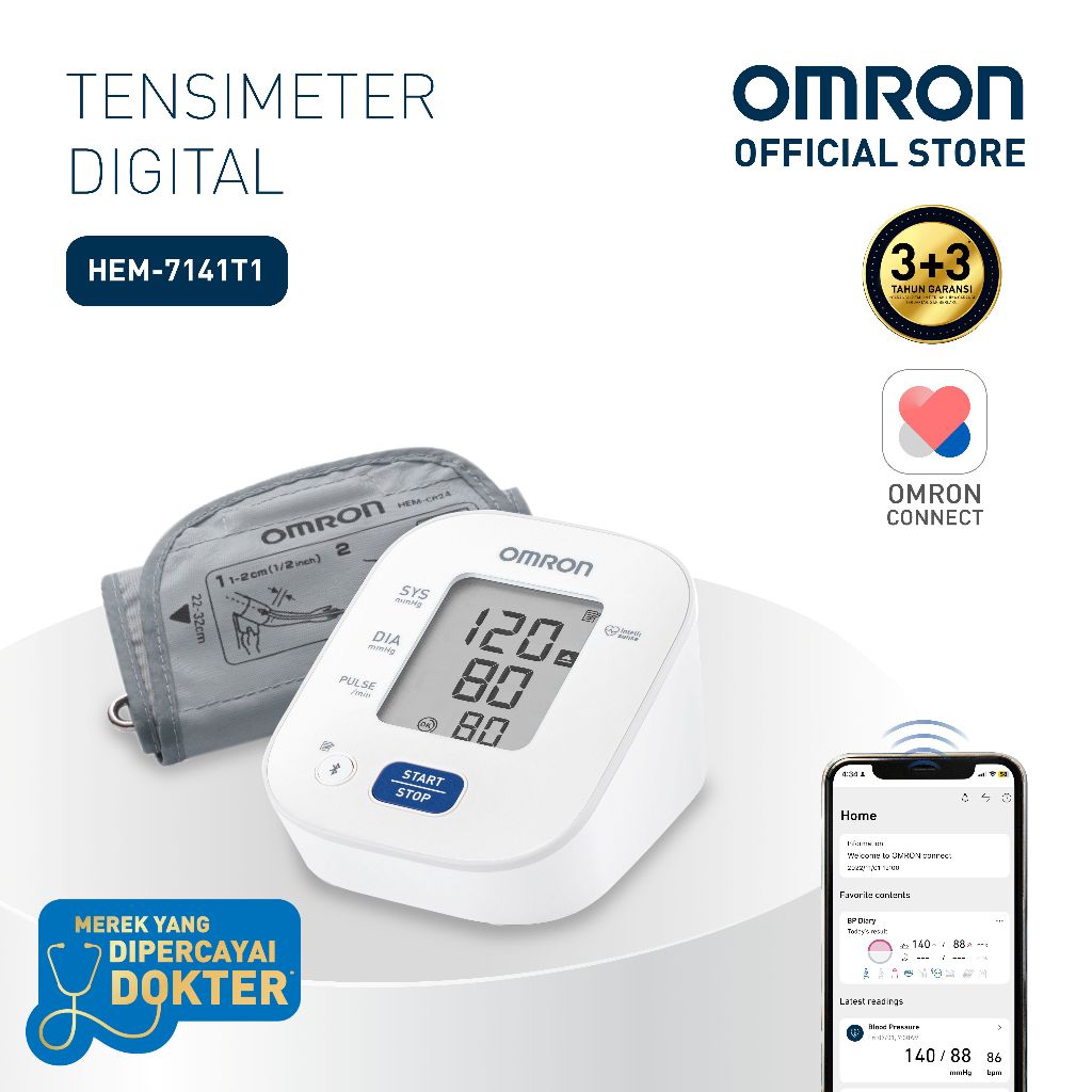 OMRON HEM 7141T-1 Tensimeter Digital + Connect Bluetooth