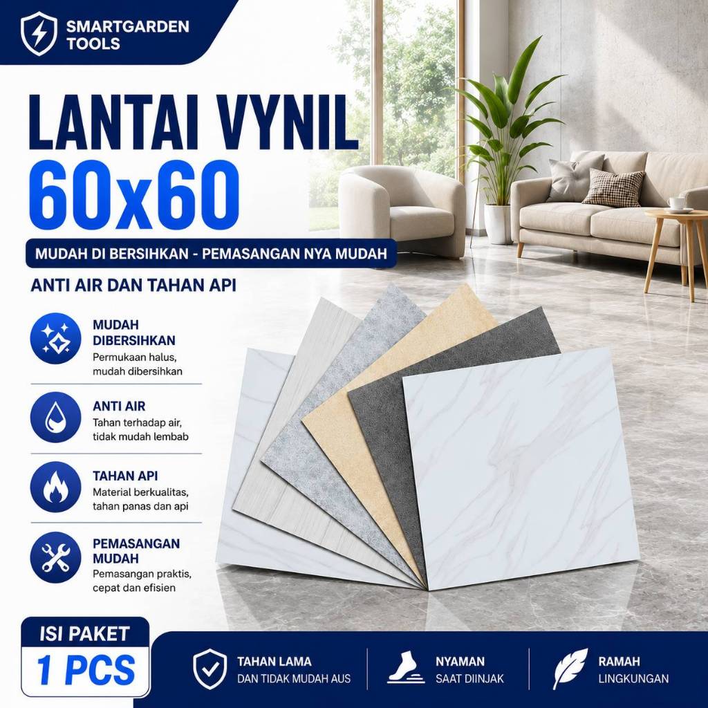 Lantai Vinyl Motif Kayu Stiker PVC Waterproof 1 PCS Ukuran 60x60cm Vinyl Floor Sticker Self Adhesive