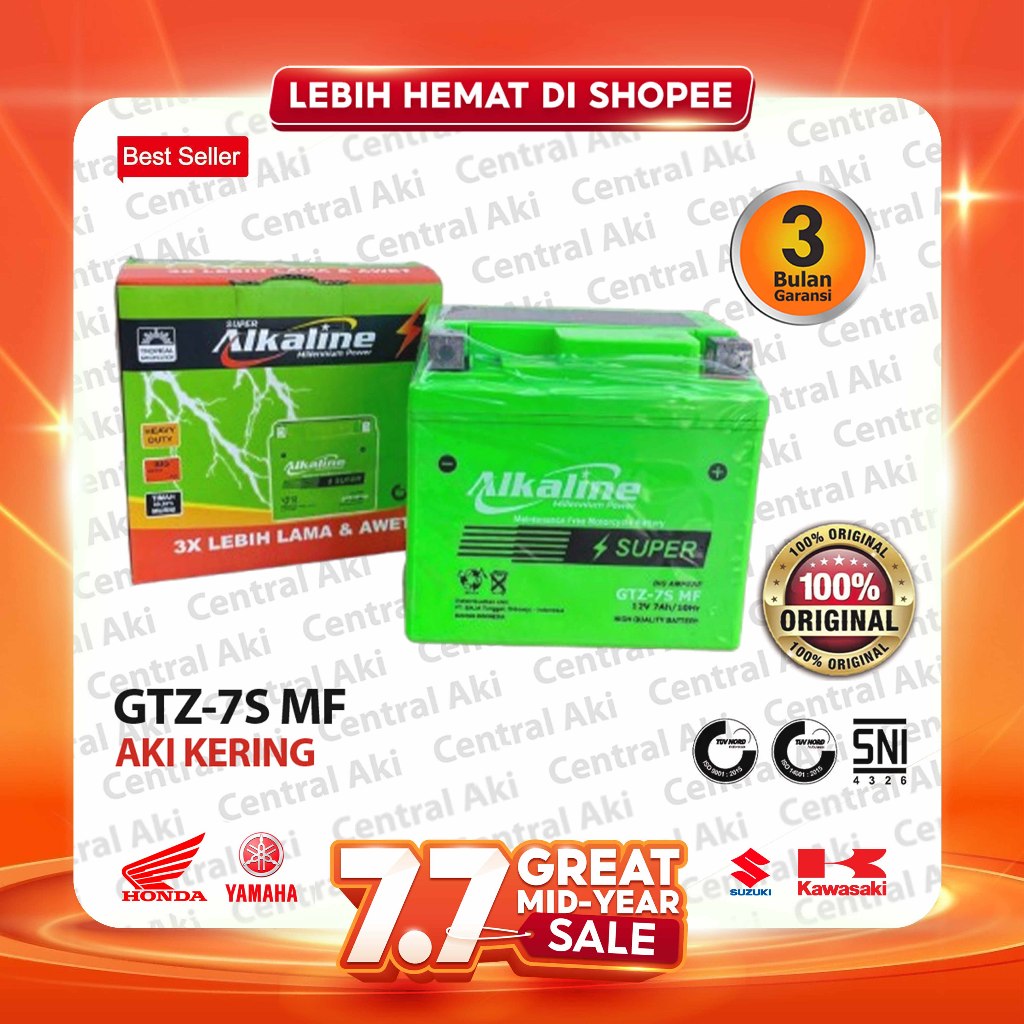 Aki ALKALINE GTZ7S SUPER Accu Kering MF VARIO 125/150 BEAT SCOOPY ISS CB150R NMAX SATRIA FU