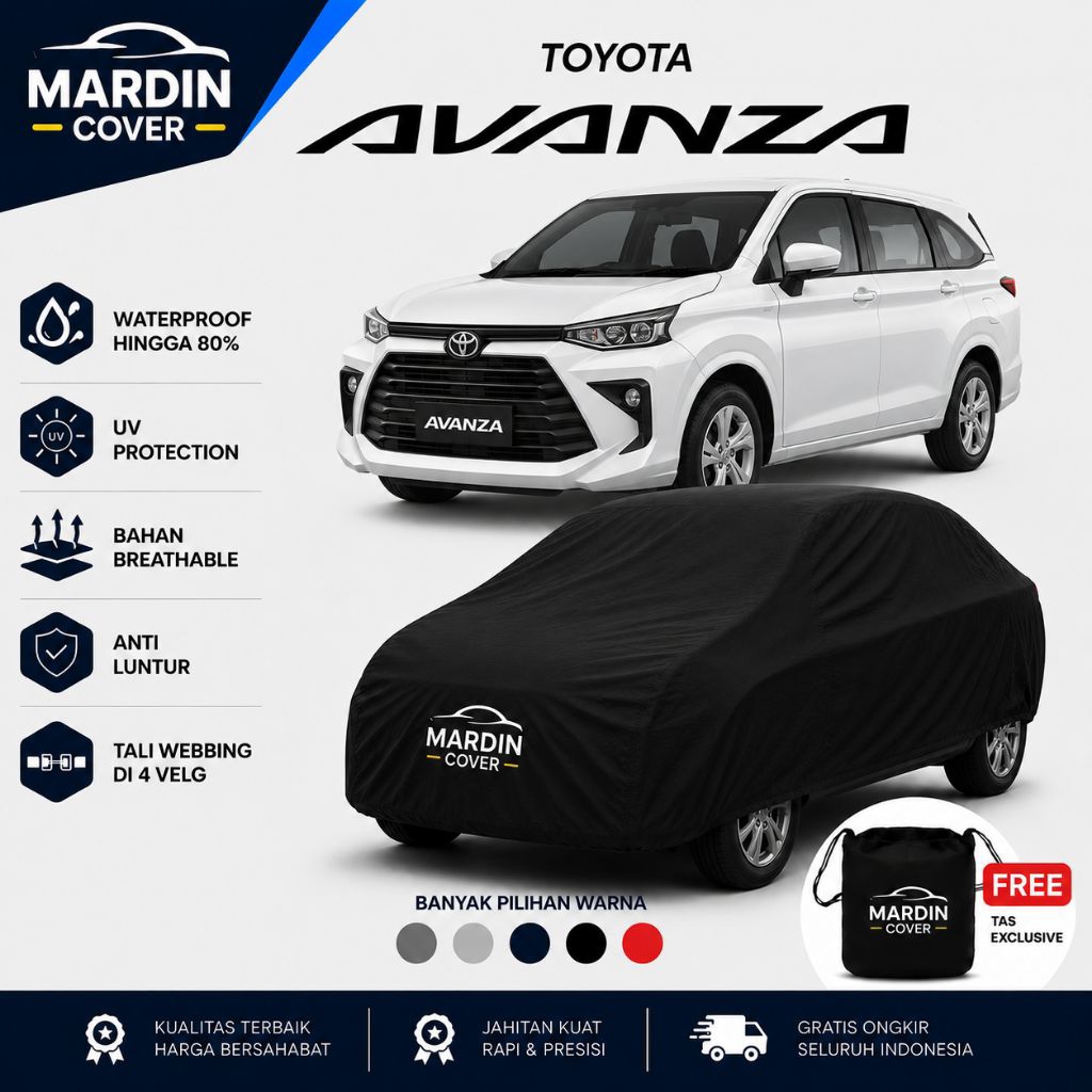 MARDIN COVER Mobil Toyota Avanza Veloz Waterproof Premium Grade A Anti Air Anti UV Outdoor Indoor Free Tas