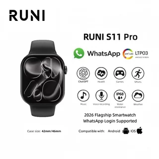 RUNI S11 Pro Smartwatch AMOLED 42/46mm, WhatsApp Chat, Bluetooth Call, IP68, Android & iOS