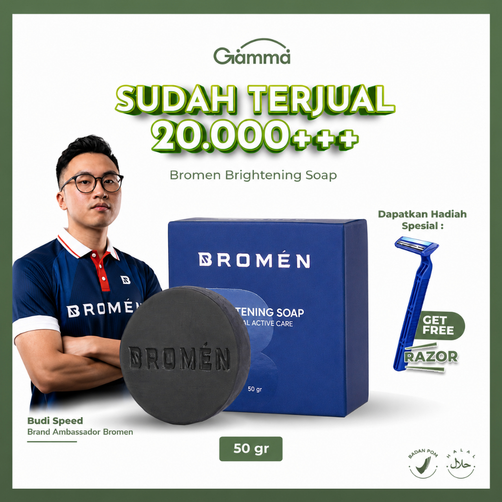 Brightening Soap - Sabun Pria BROMEN Terlaris - Mencerahkan, Memutihkan, Dan Anti Kusam
