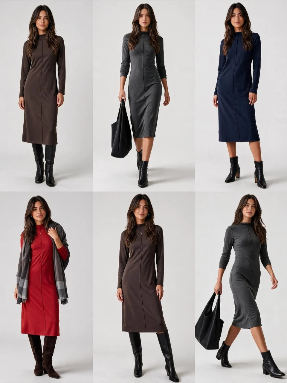 Dress Lengan Panjang Kasual Semi-Formal BR Long-Sleeve Dress - 2826