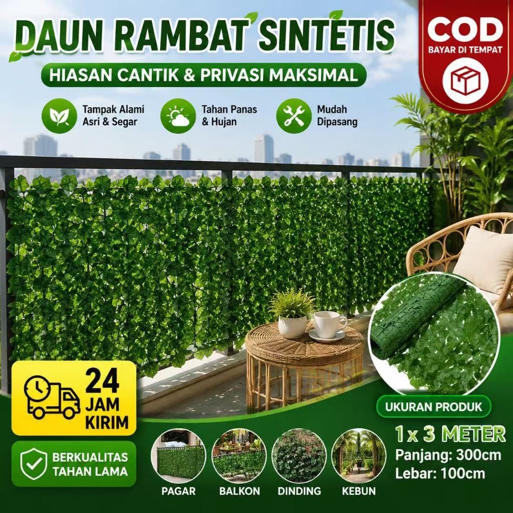 Tanaman Hias Sintetis/Daun Dinding Roll Sereh/Daun Rambat Dinding 1 ROLL 1 x 3 Meter Artificial Artificial Flower Dekorasi Rumah Shabby/Plastik Dinding Rumput Buatan/Daun Rambat Sintetis Roll Plastik 1M X 3M Proses pencetakan warna Rumah Garden Wedding Ou