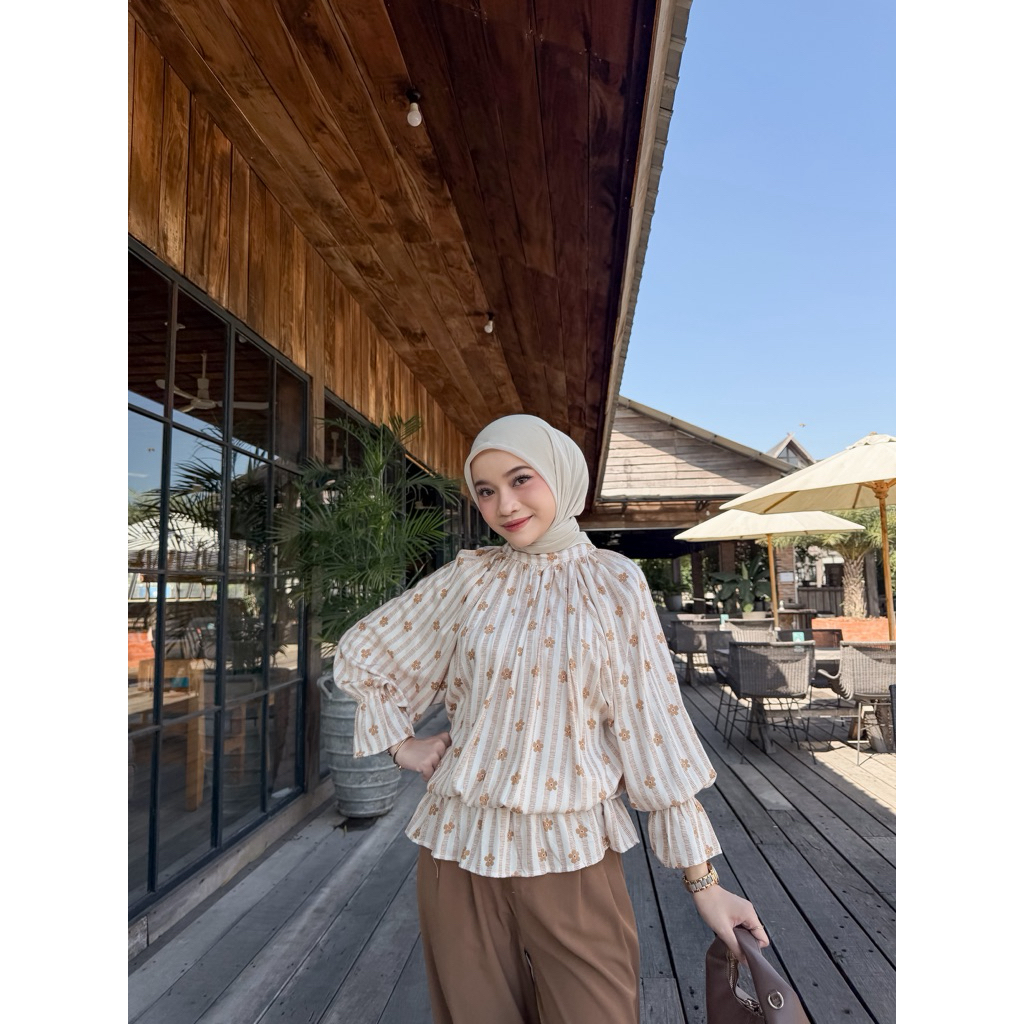 Kiyomi Atasan Model Kerut casual Outfit Bahan Adem Blouse Wanita foto 6