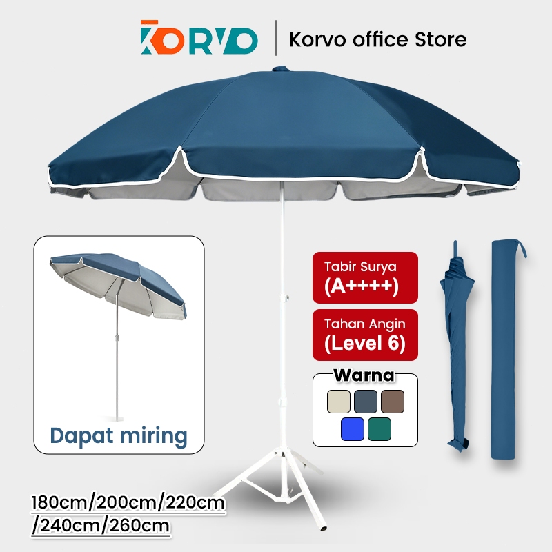 Korvo Payung Tenda 1.8m Warna Aprikot Dua Lapis Hitam Anti Uv Payung Pantai Outdoor Lipat Payung Tenda Jumbo Dua Lapis Anti Uv & Anti Angin, Kokoh & Warna Warni Untuk Pantai, Cafe, Bazar, Lapak