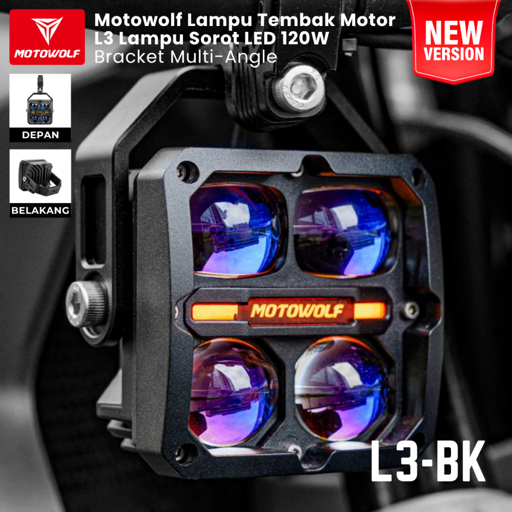 Motowolf Lampu Tembak Motor L3 Lampu Sorot LED 120W Bracket Multi-Angle