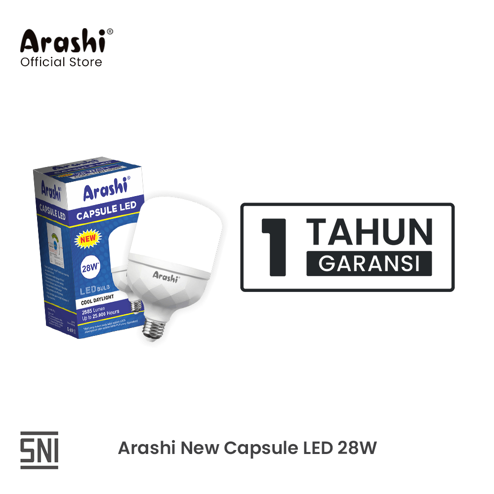 Arashi Lampu Bohlam LED New Capsule 28W Cahaya Putih