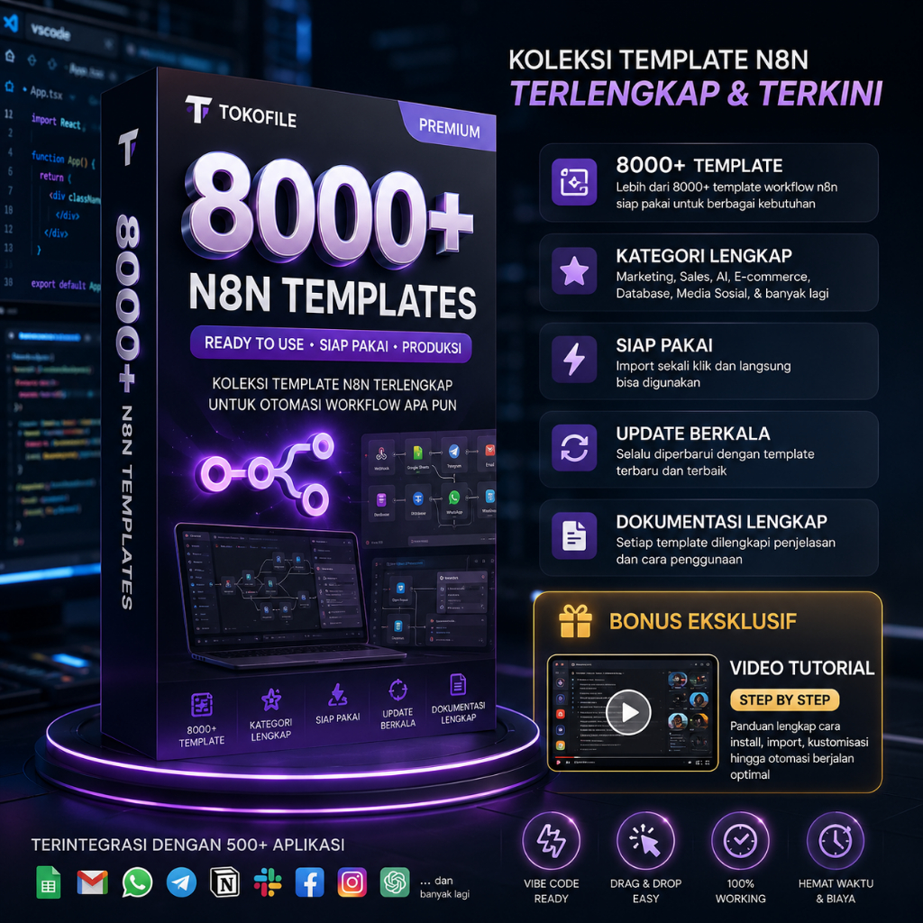 7500+ TEMPLATE n8n AI TERLENGKAP OTOMATISASI  WhatsApp, Trading, Youtube +UPDATE MINGGUAN