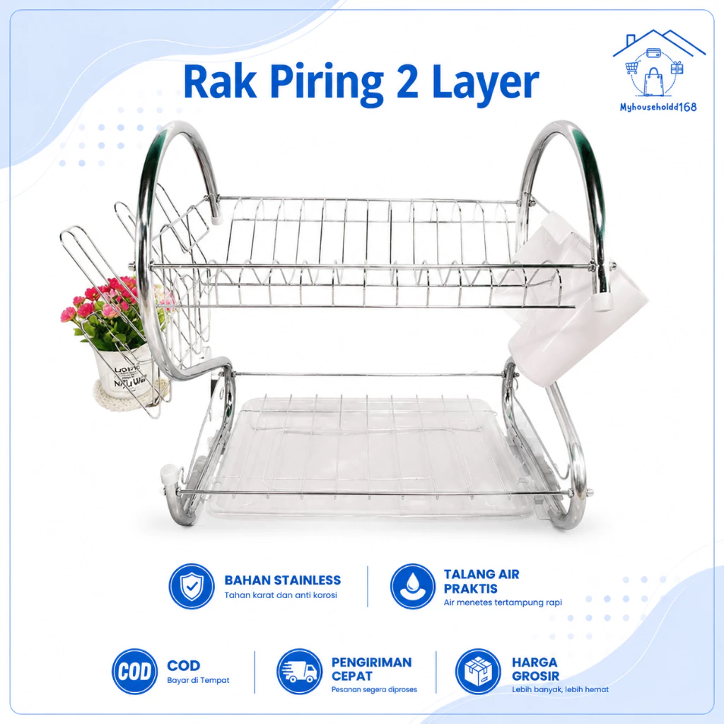 Shenar Rak Piring 2 Tingkat Stainless Anti Karat
