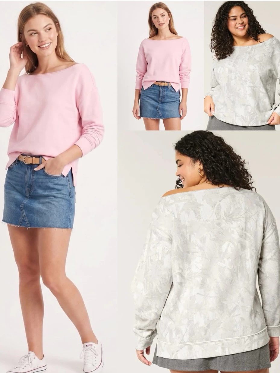 Sweatshirt Wanita HLS Oversized Off-the-shoulder Sweatshirt - 2641