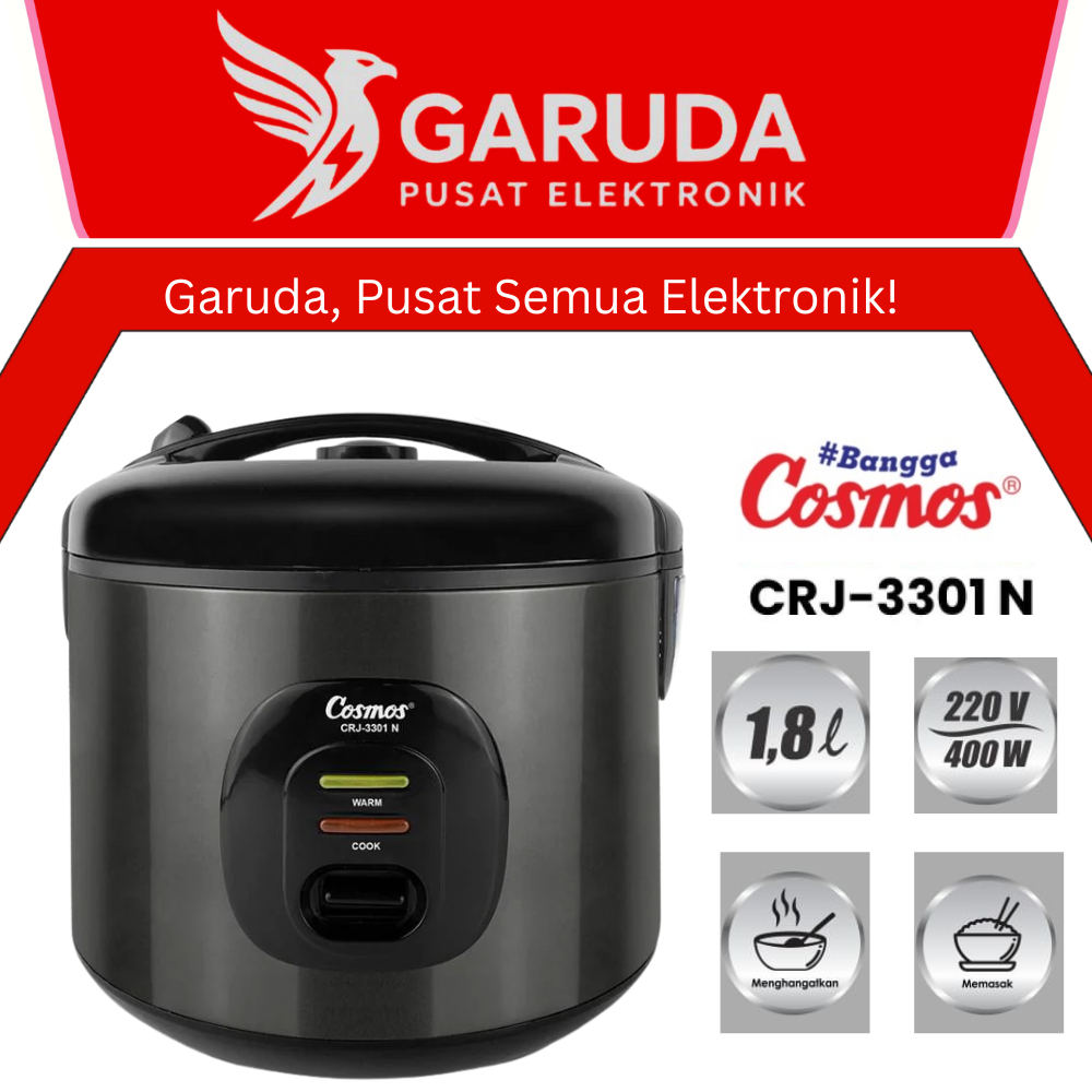 [READY COD] Cosmos Rice Cooker Non Stick CRJ-3301 NB - 1.8L GARANSI 1 TAHUN