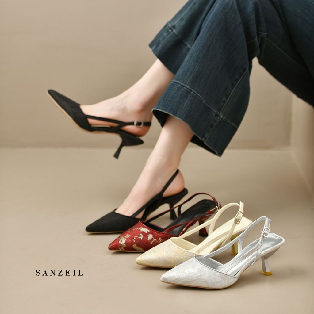 SANZEIL Arin Heels Wanita 3cm & 5cm Size 35-41 Sling Back 3779 foto 2