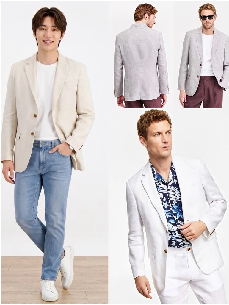 Blazer Formal Pria CR Men's Linen Blazer - 2935