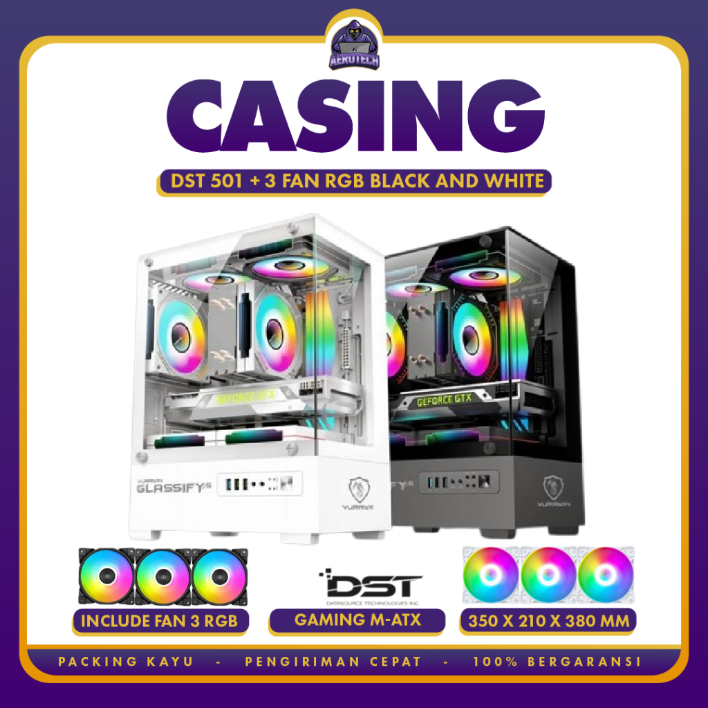 CASING GAMING DST 501 + 3 Fan RGB