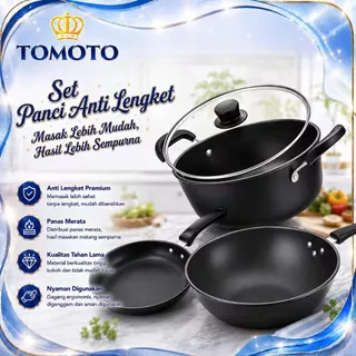 TOMOTO Panci Set 3PCS Anti Lengket Semua Kompor