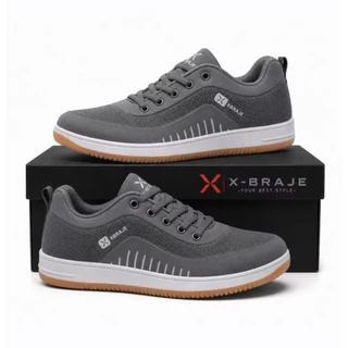 Sepatu Sneakers Pria X-BRAJE Original | Sepatu Casual Sporty Ringan & Nyaman | Anti Slip | Hitam Navy Abu