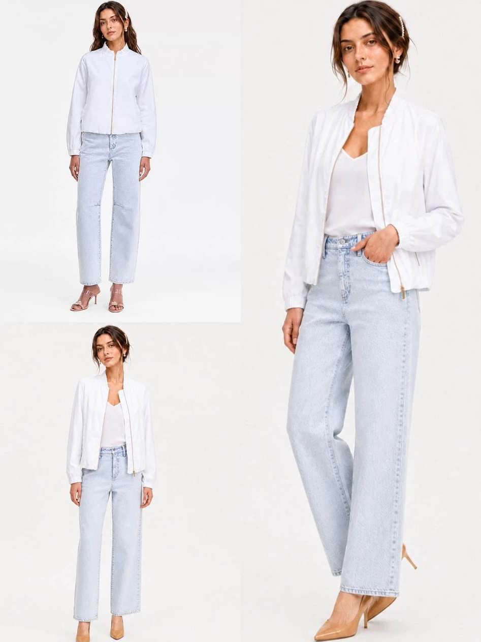 Jaket Bomber Wanita INC Women's Linen Bomber Jacket - 3139