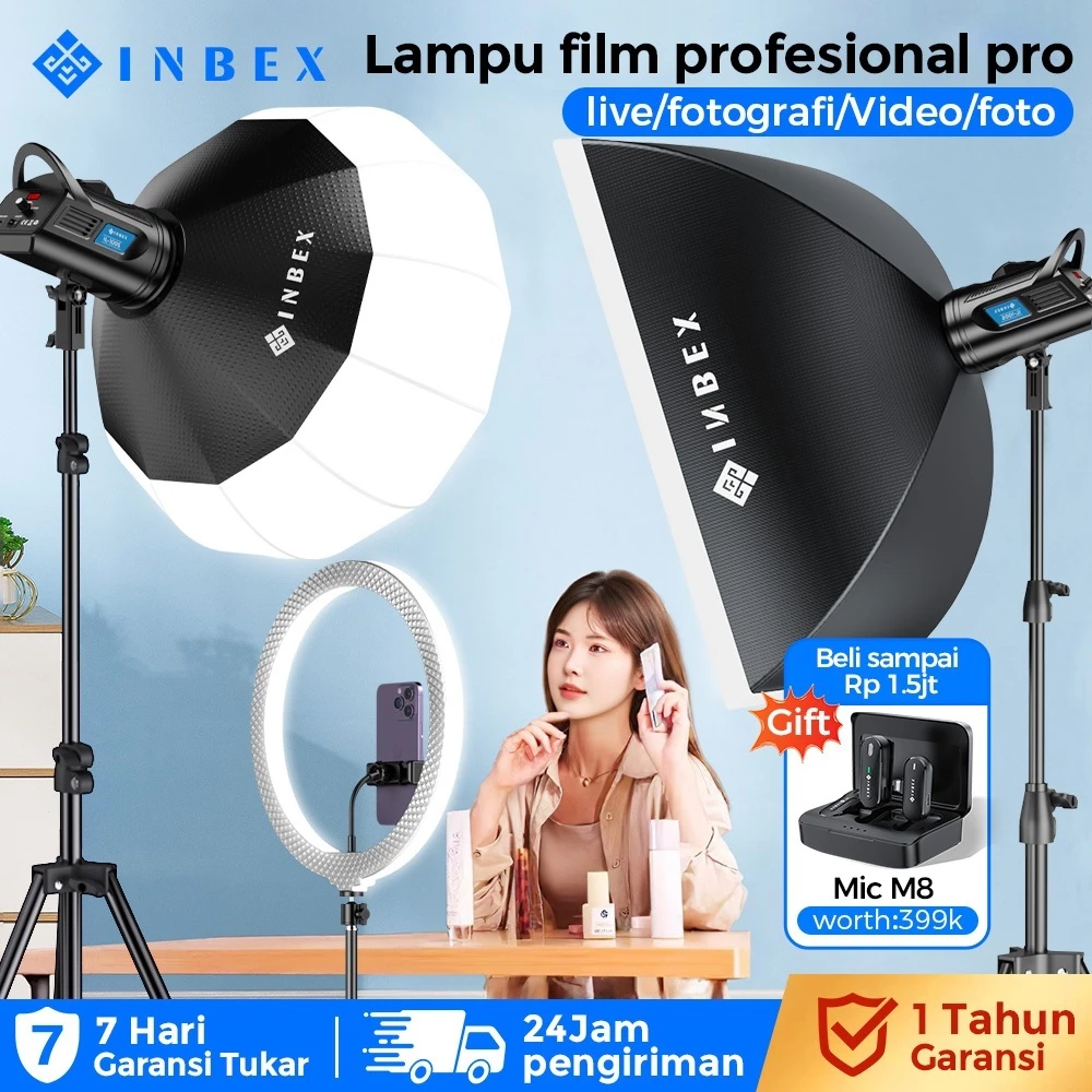 INBEX IL-100S Lampu 100W Studio Softbox Lighting Kontent Live streaming Pembuatan 3200k-5800K - foto 1