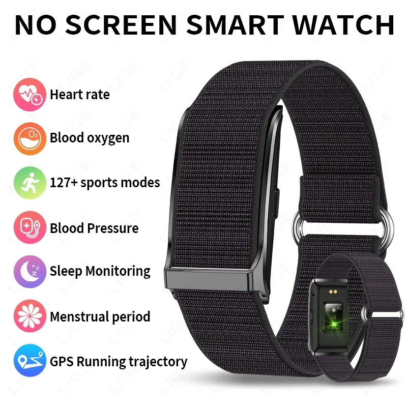 Gelang pintar LIGE desain minimalis tanpa layar di pergelangan tangan cocok untuk olahraga dan gym