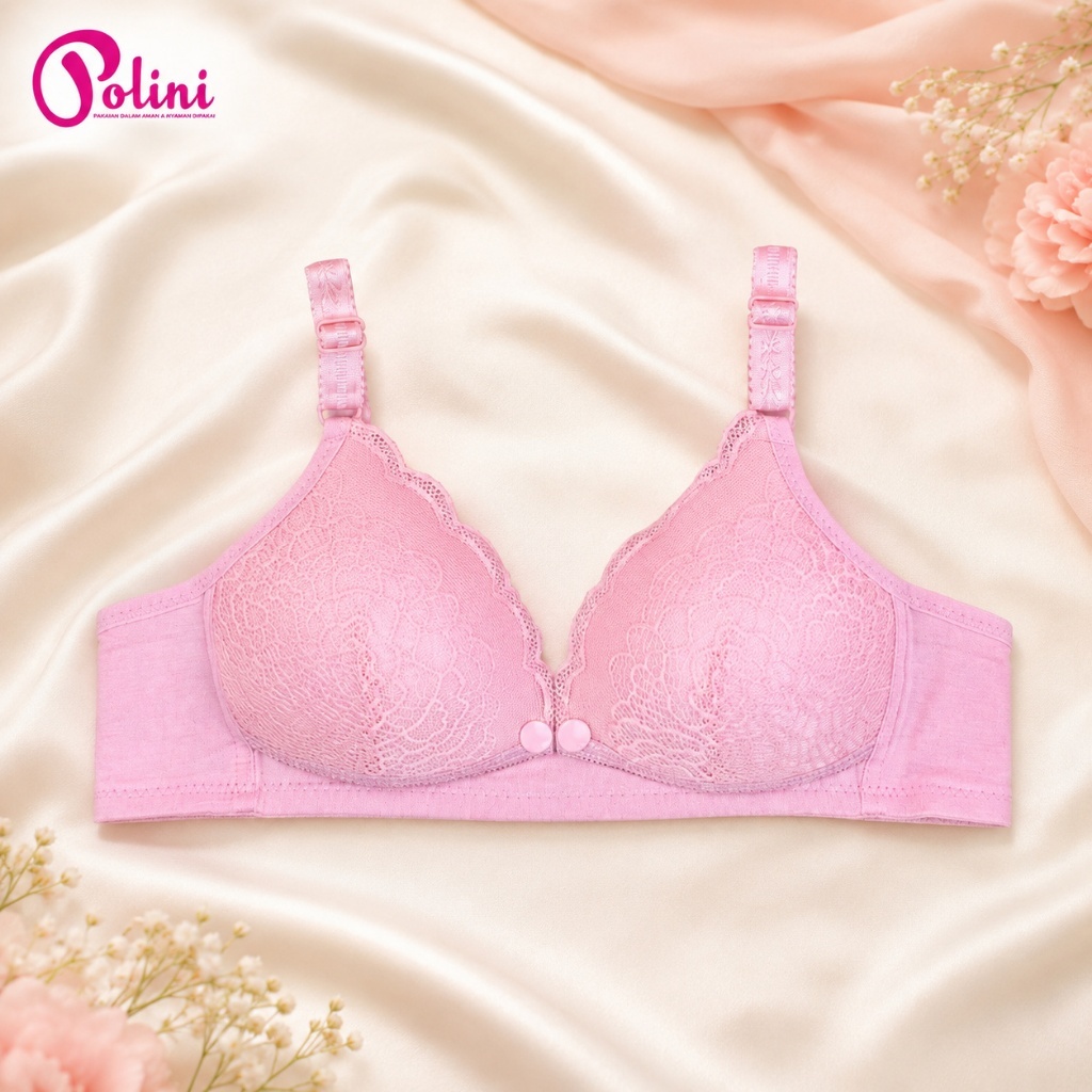 POLINI Bra Menyusui Tanpa Kawat Busa Tipis Cup C Kait 3 Maternity Nursing Bra Motif G422