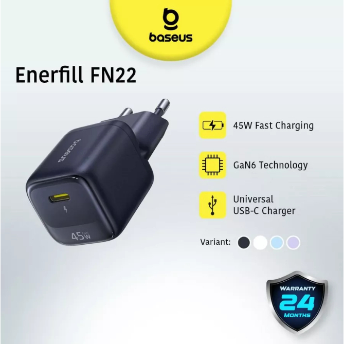 Baseus Enerfill FN22 Charger GaN Type C for Samsung iPhone 18 17 16 15 3W 45W Fast Charging