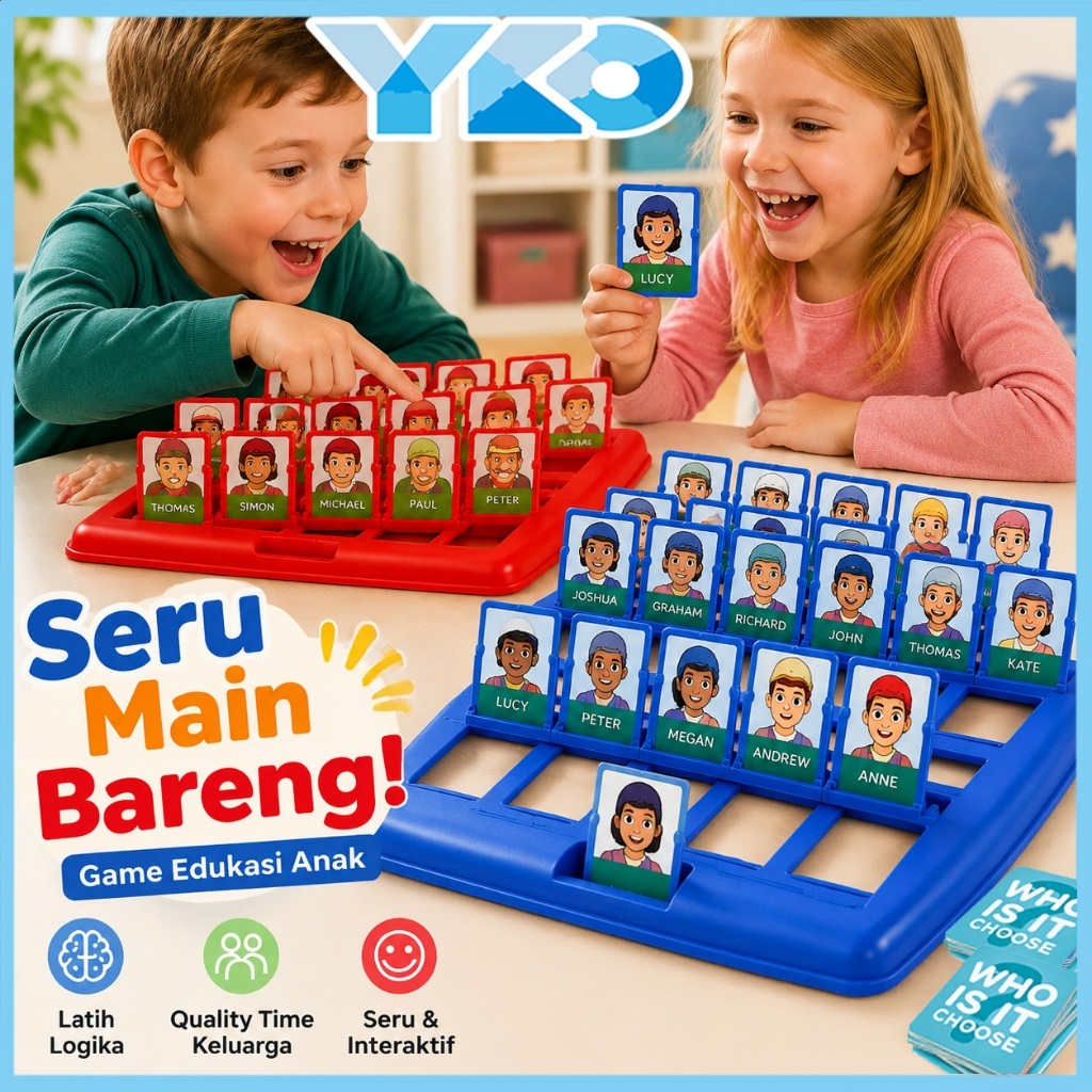 Jual YKO Mainan Anak Tebak Gambar Board Game Who is it Memory Logic ...
