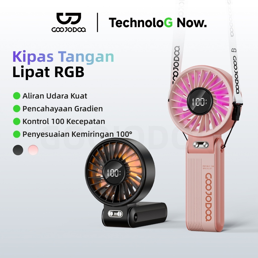 Goojodoq GFS037 High-speed kipas 100 Gear Wind dapat dilipat kipas angin Digital Display Adjustable Turbo kipas tangan