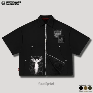 DTRT Workshirt Boxy Double Zipper Kemeja Boxy Oversized Drill Unisex - Half