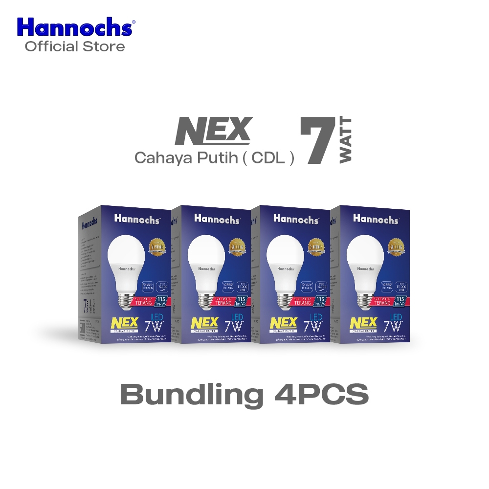 Hannochs Lampu Bohlam LED NEX 7W Cahaya Putih Paket isi 4pcs