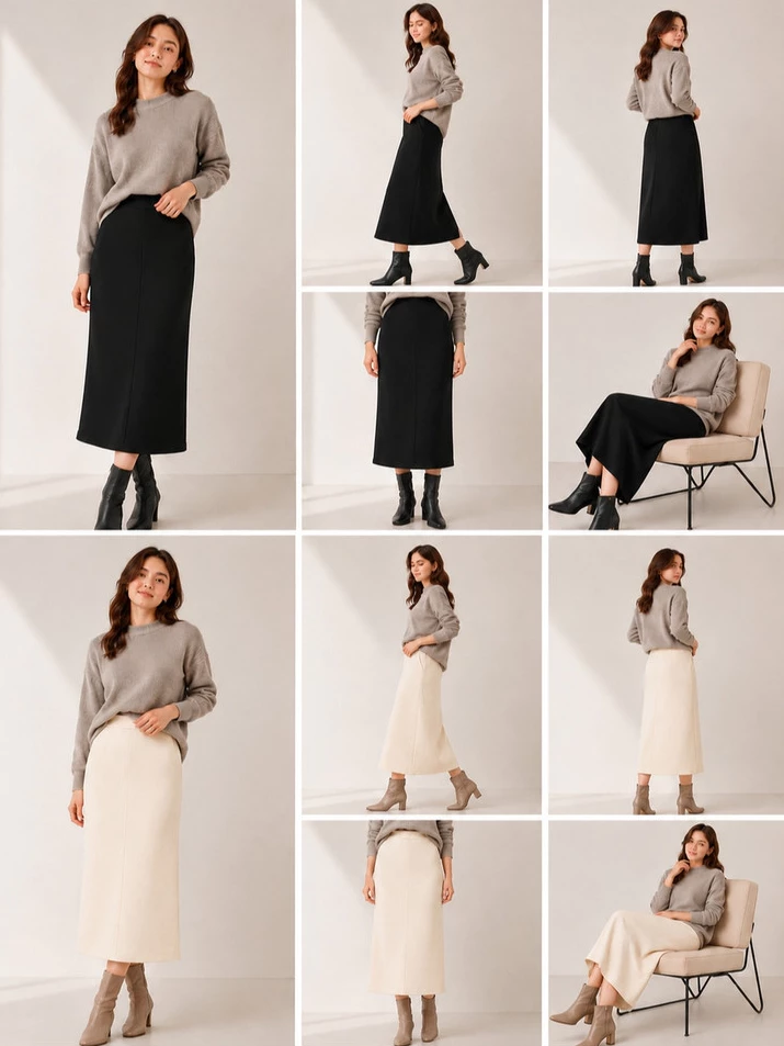 Topten Classic A-Line Midi Skirt - Rok Wanita Formal - 3230