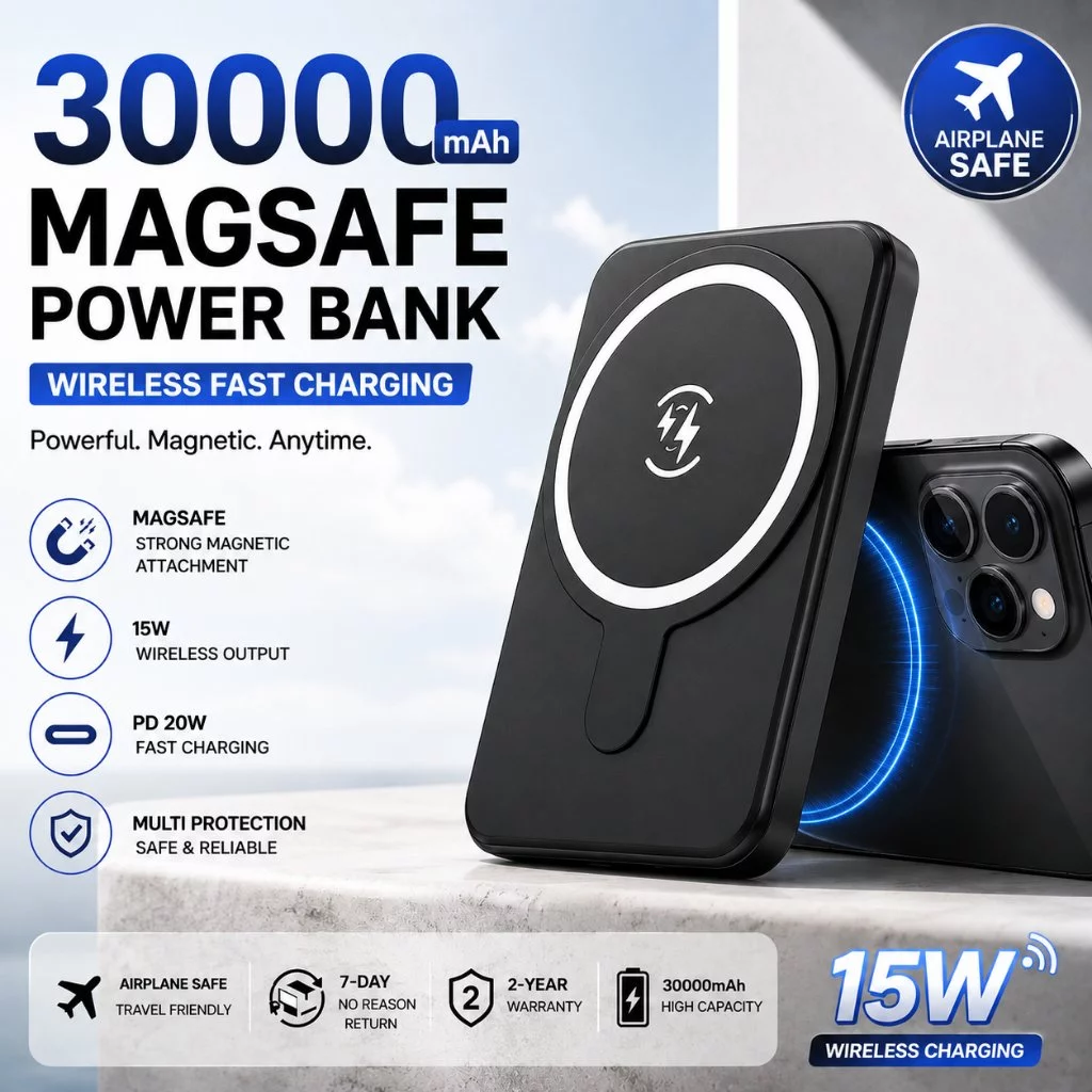 WANKEI Powerbank 30000mAh Wireless Magnetic Magsafe 20W Mini Fast Charging Usb Type C Garansi 2 Tahun WE46-2