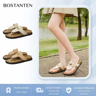 BOSTANTEN Mira Shoes Sandal Flat Wanita Jepit Casual Simple T Strap Pantai Liburan Nyaman Kekinian