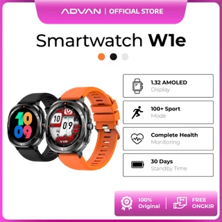 ADVAN Smartwatch W1e | AMOLED Display 1.32 Inch | 30 Days Standby Time | 11mm Slim Design | Full Metal Body | 100 Plus Sport Mode | AI Voice | Bluetooth Call | Waterproof IP68 | Garansi Resmi 1 Tahun