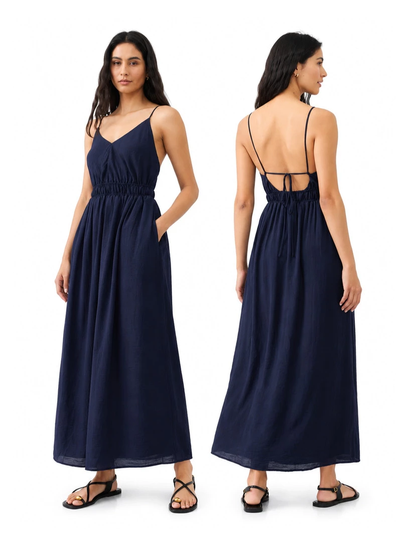 Long Dress BR Open-Back Tie Maxi Dress - 3303