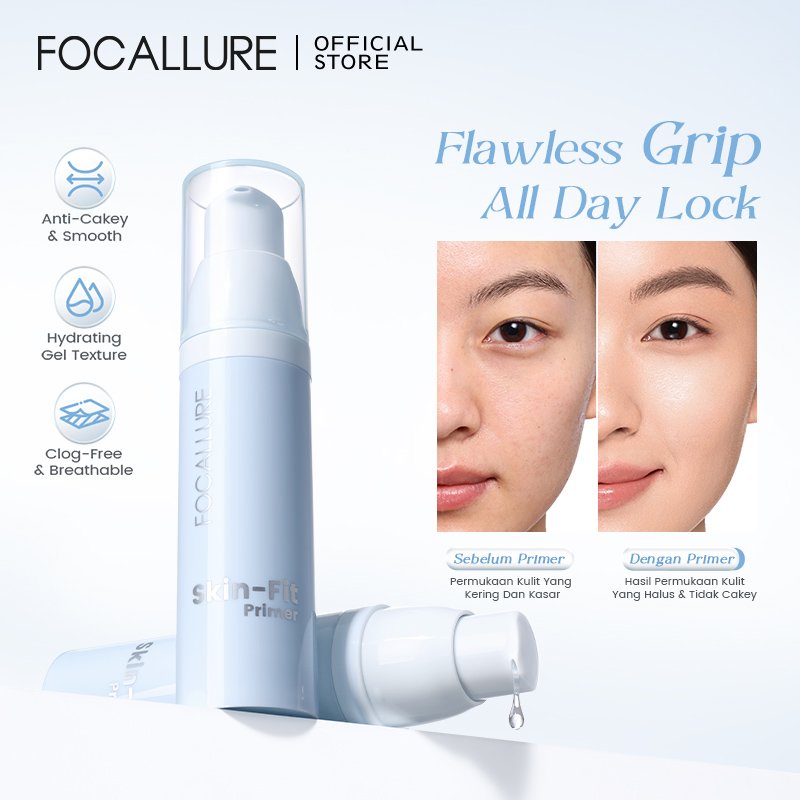 [Summer wajib!] FOCALLURE Grip-Lock Hydrating Primer Makeup Base Gel Texture Breathable Lasting