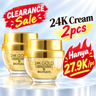 [Clearance Sale]-Bioaqua Cosmetics 24K Gold Skincare Set Anti aging Paket Moisturizer / Serum Wajah / Cleanser Facial Wash