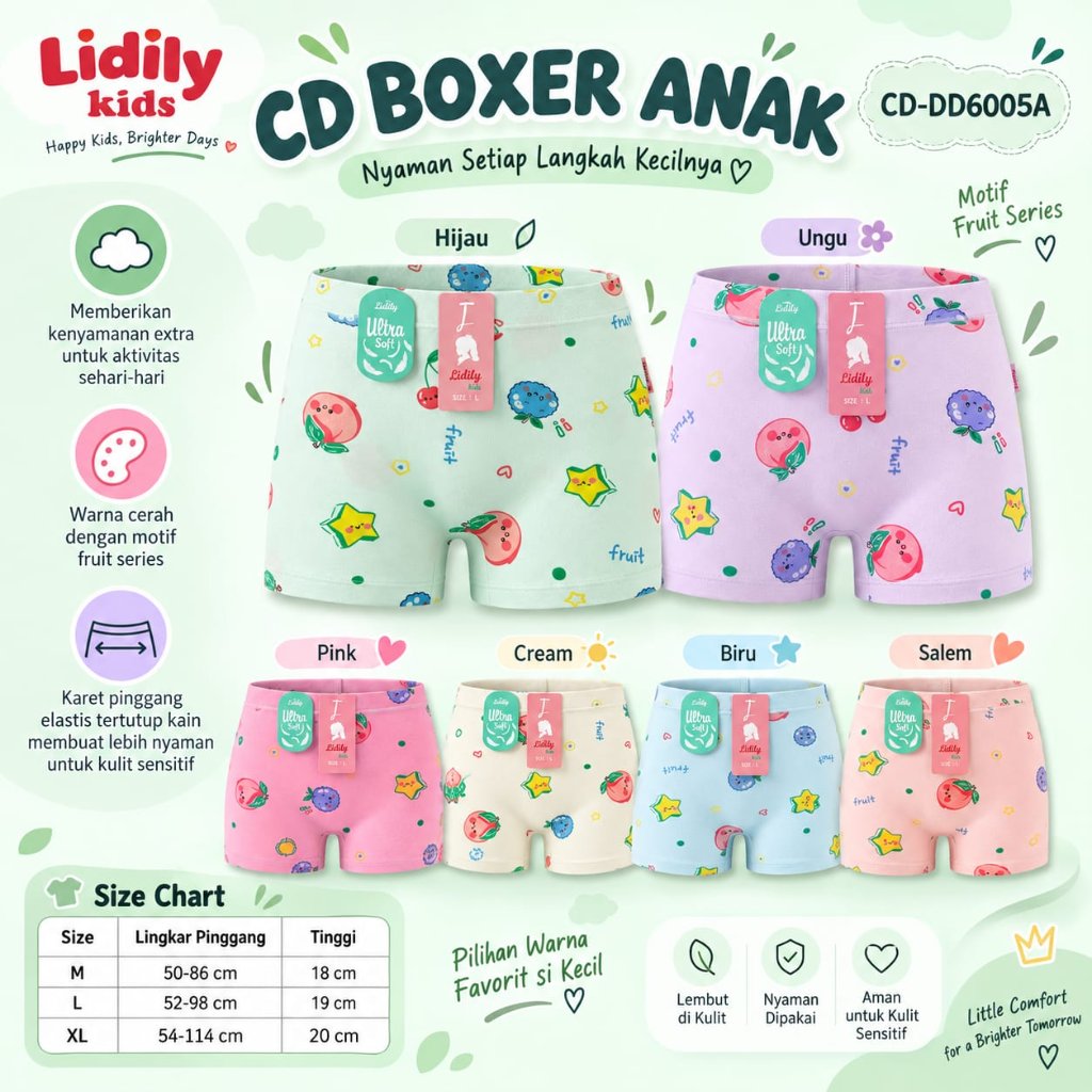 Jual 3 Pcs Celana Dalam Boxer Anak Lidily Kids CD-DD6005A - CD Boxer ...