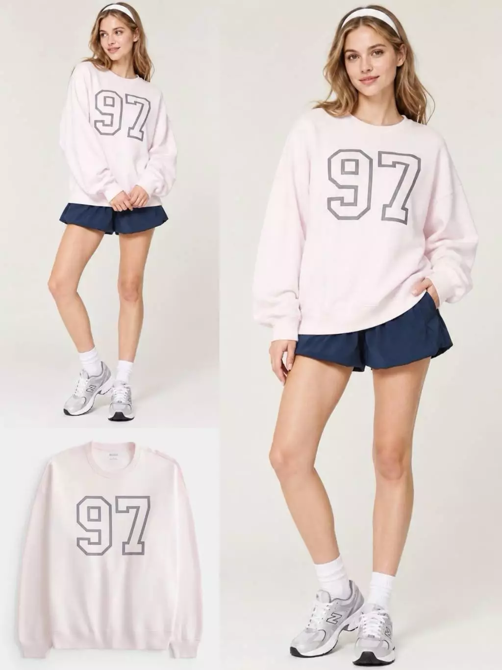 Sweatshirt Oversized Wanita HLS Women's Oversized Number Graphic Crew Sweatshirt - 3525